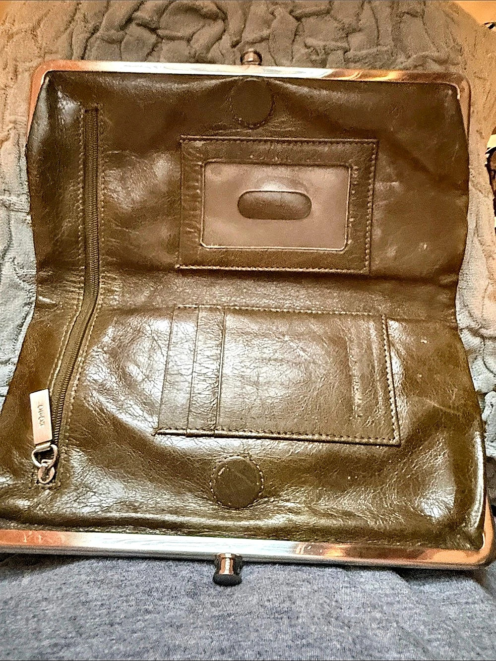 Brown Leather Frame Clutch